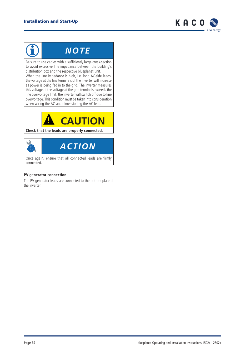 Caution, Action | KACO blueplanet 1502xi User Manual | Page 30 / 42