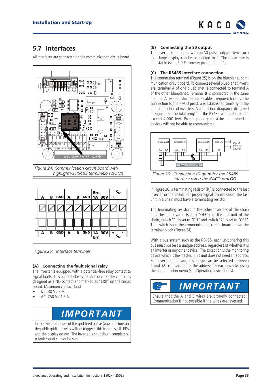 Important, 7 interfaces | KACO blueplanet 1502xi User Manual | Page 31 / 42