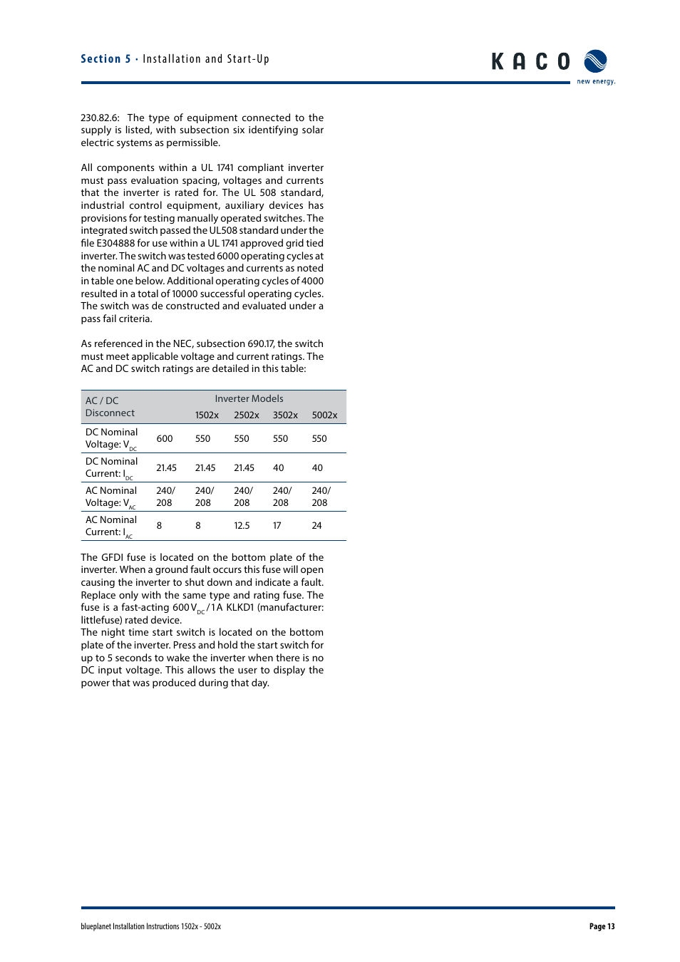 KACO blueplanet 1502x User Manual | Page 13 / 36