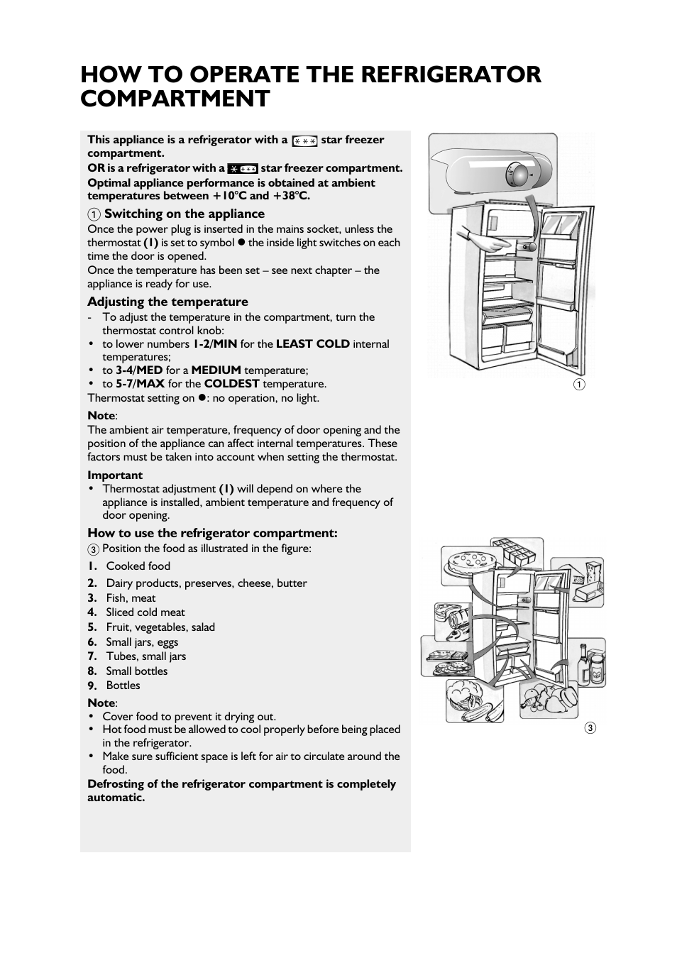 How to operate the refrigerator compartment | CDA FW550 User Manual | Page 6 / 14