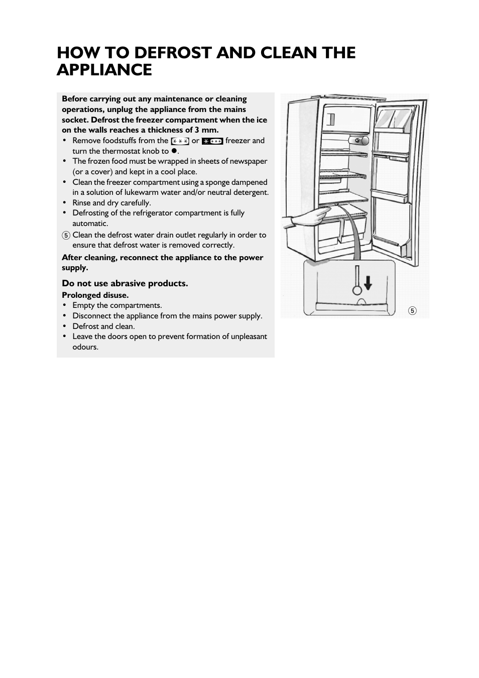 How to defrost and clean the appliance | CDA FW550 User Manual | Page 8 / 14