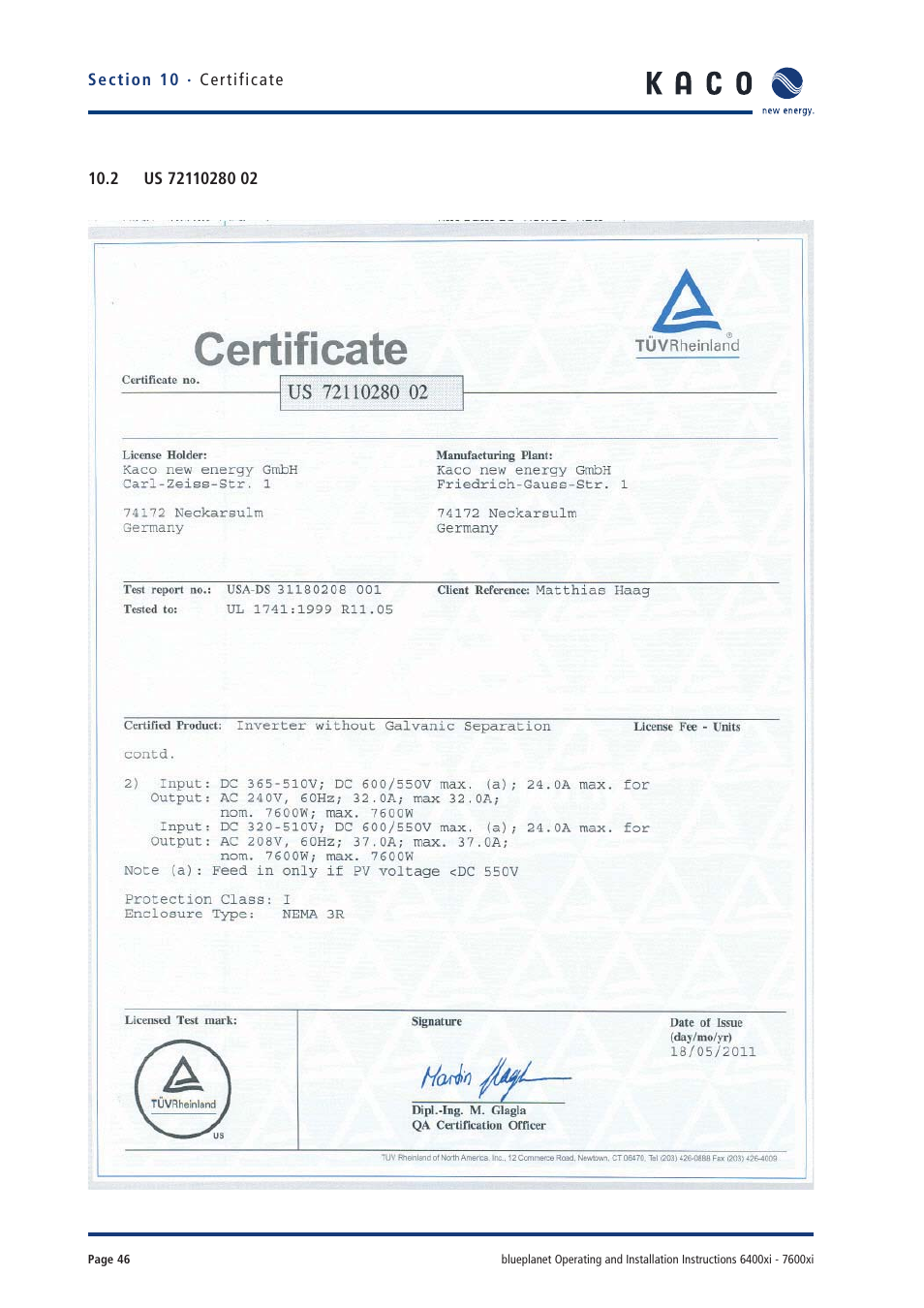 KACO blueplanet 6400xi User Manual | Page 46 / 46