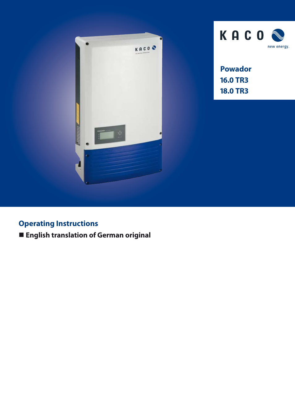 KACO Powador 16.0 TR3 User Manual | 58 pages