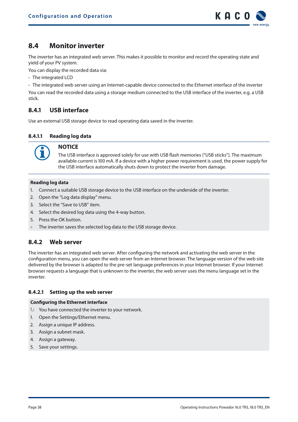 4 monitor inverter | KACO Powador 16.0 TR3 User Manual | Page 37 / 58