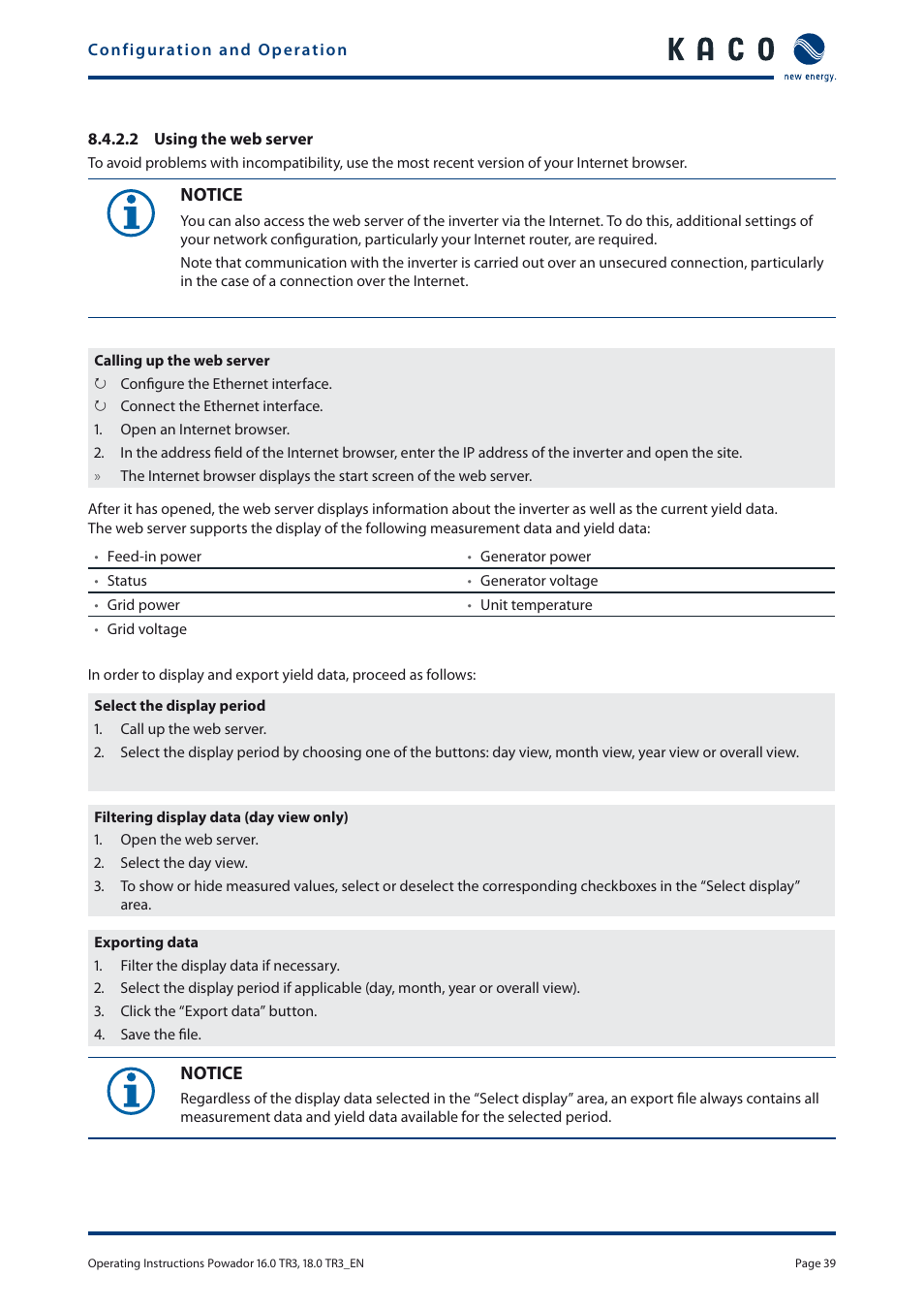 KACO Powador 16.0 TR3 User Manual | Page 38 / 58