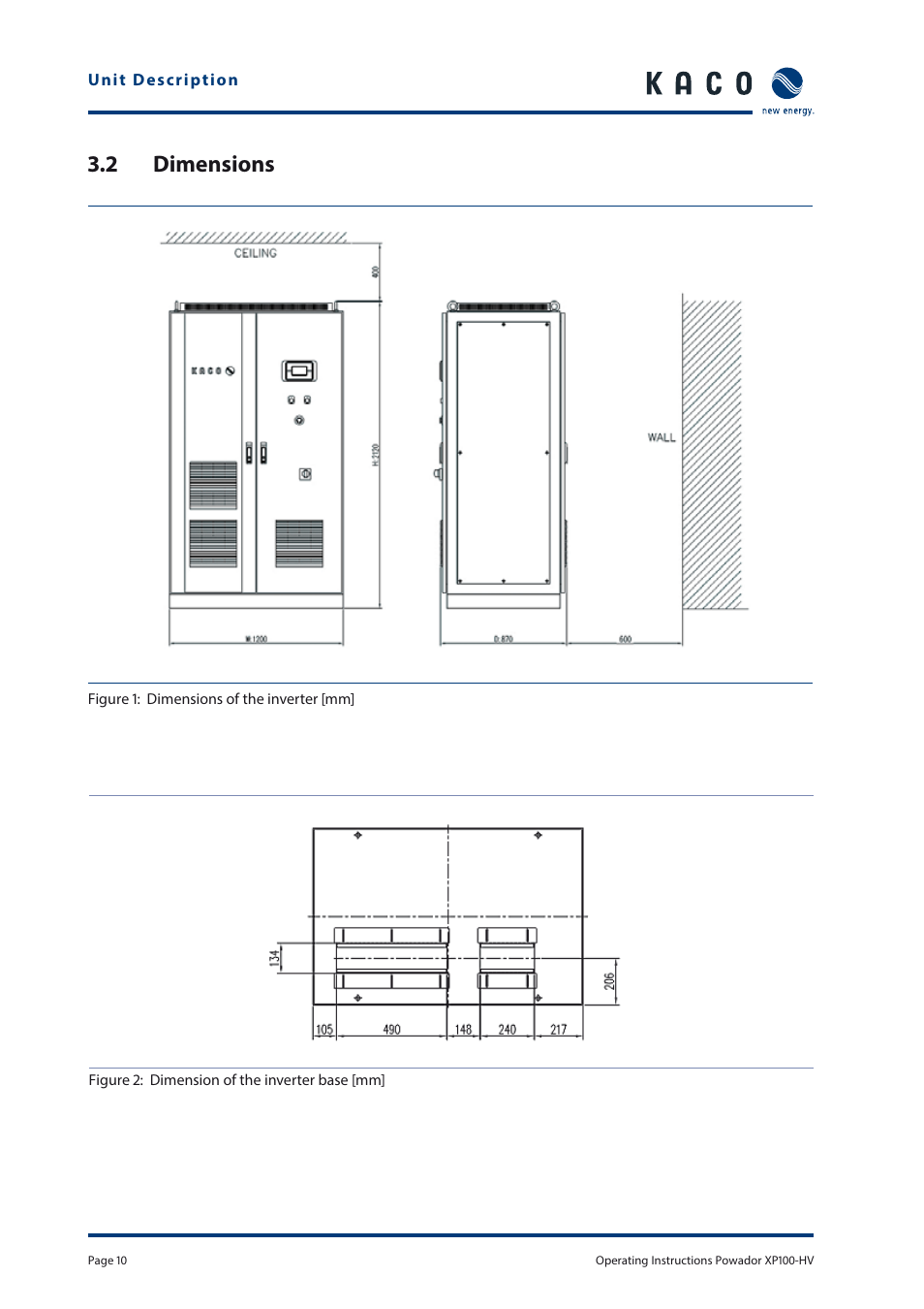 2 dimensions | KACO Powador XP100-HV User Manual | Page 10 / 96