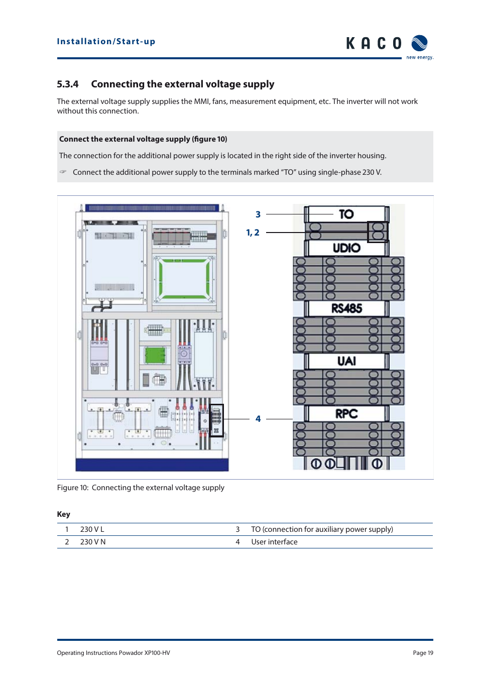 4 connecting the external voltage supply | KACO Powador XP100-HV User Manual | Page 19 / 96