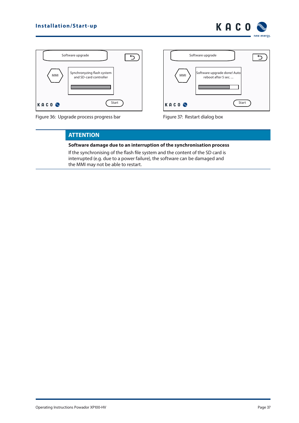 Attention | KACO Powador XP100-HV User Manual | Page 37 / 96