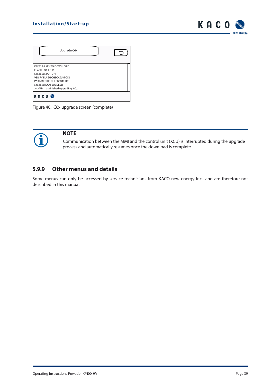 9 other menus and details | KACO Powador XP100-HV User Manual | Page 39 / 96