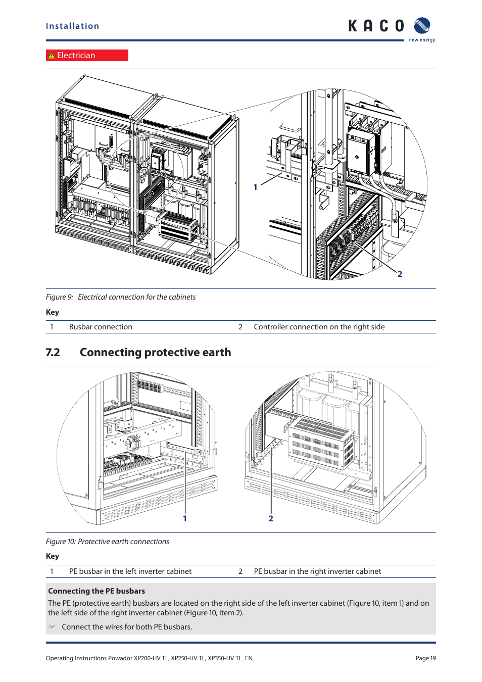 2 connecting protective earth, Connecting protective earth | KACO Powador XP200-HV TL User Manual | Page 19 / 90