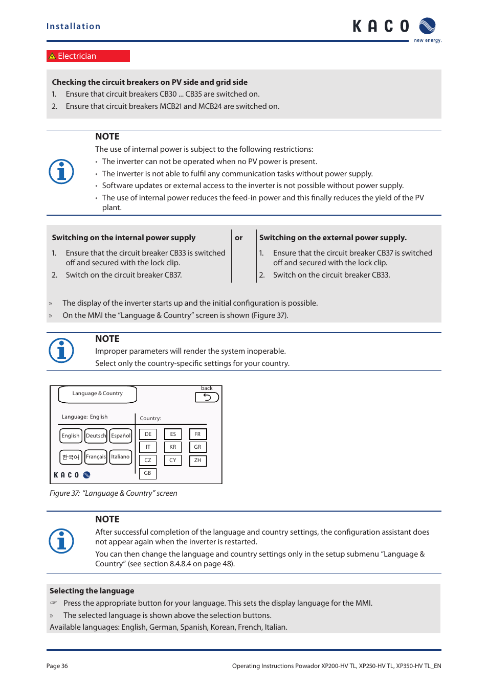 KACO Powador XP200-HV TL User Manual | Page 36 / 90