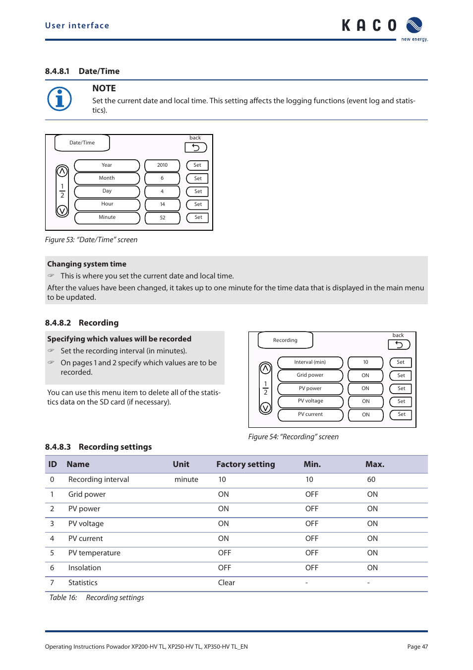 See section 8.4.8.2 on | KACO Powador XP200-HV TL User Manual | Page 47 / 90