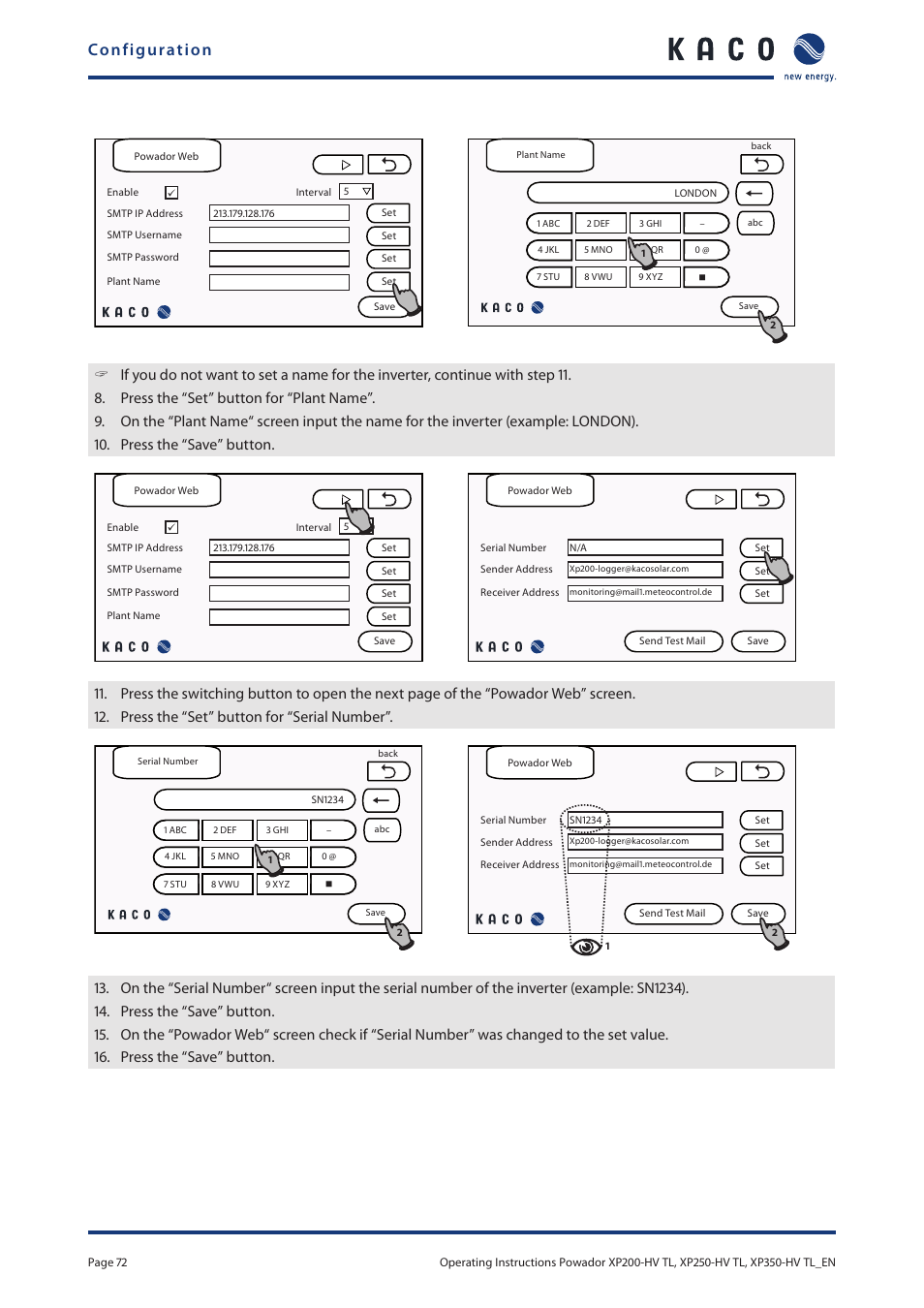 Configuration | KACO Powador XP200-HV TL User Manual | Page 72 / 90