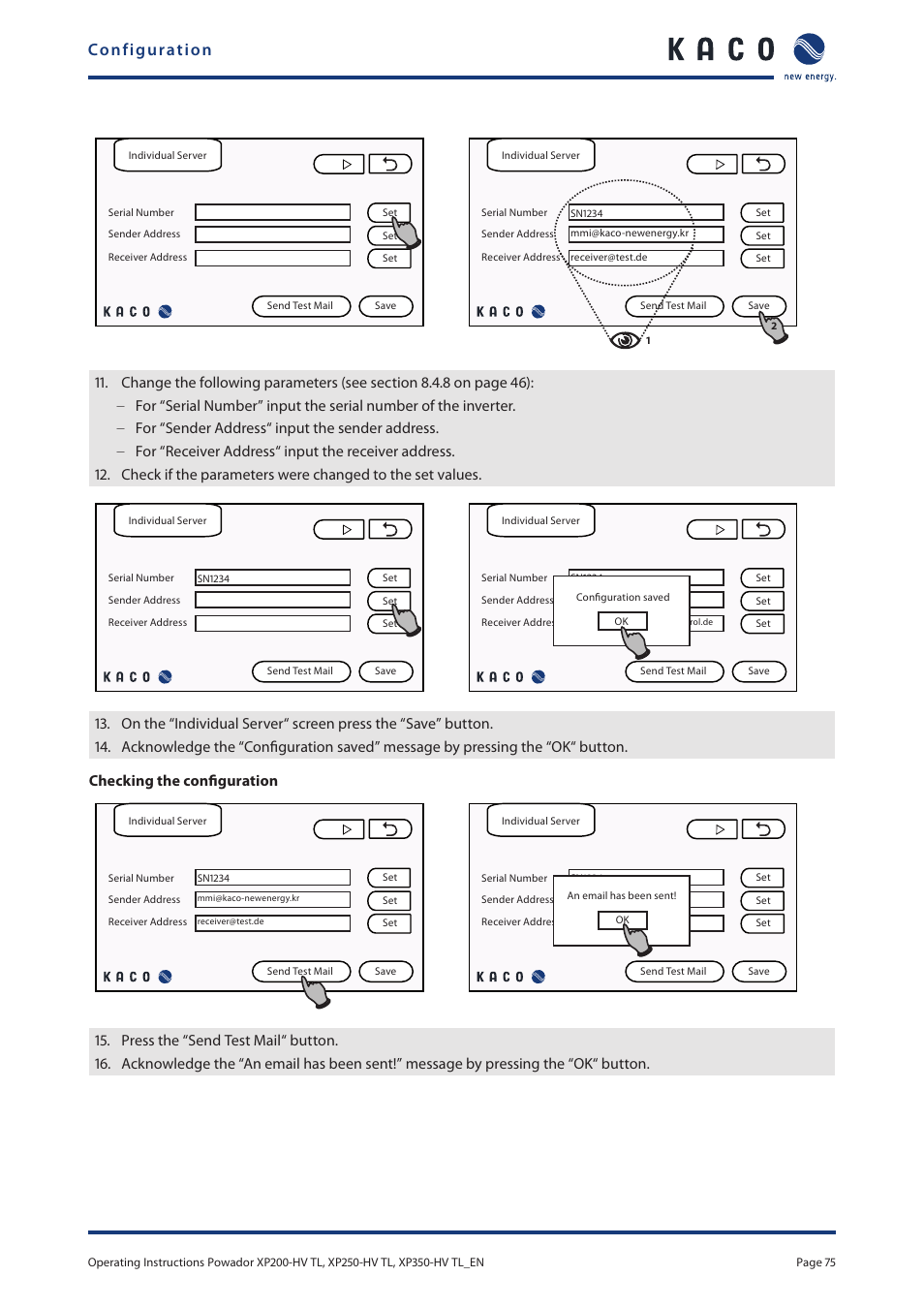 Configuration | KACO Powador XP200-HV TL User Manual | Page 75 / 90