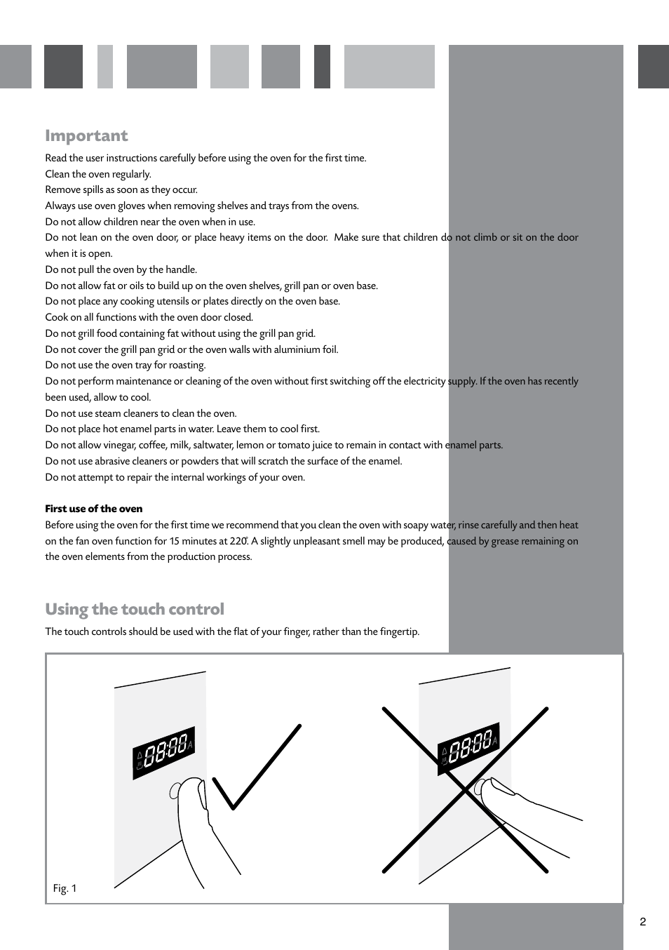 Important, Using the touch control | CDA SV470 User Manual | Page 3 / 20
