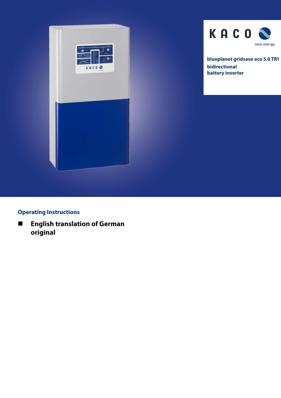 KACO blueplanet gridsave eco 5.0 TR1 User Manual | 46 pages