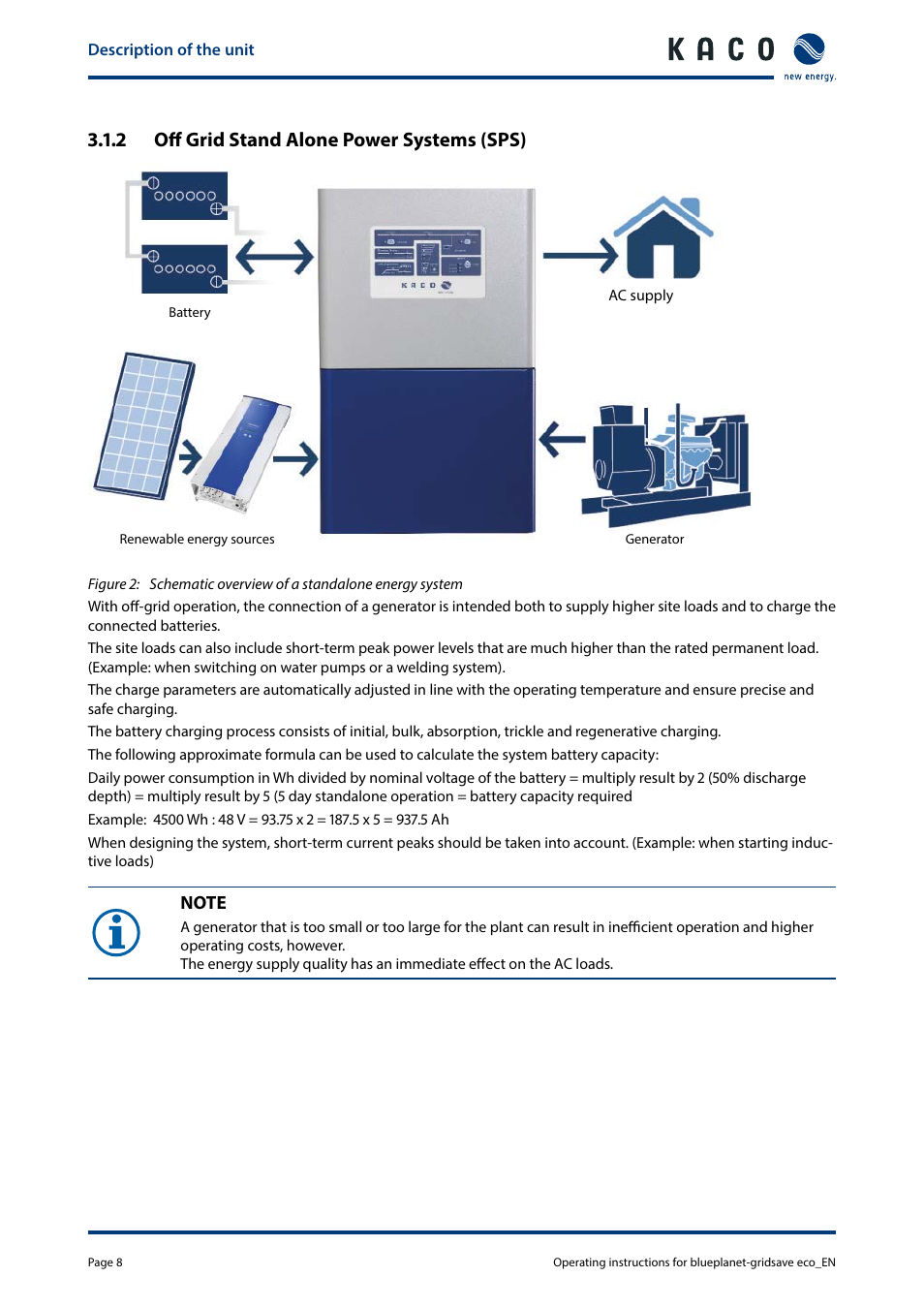 2 off grid stand alone power systems (sps) | KACO blueplanet gridsave eco 5.0 TR1 User Manual | Page 8 / 46