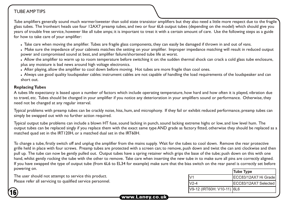 Laney IRT60H User Manual | Page 16 / 20