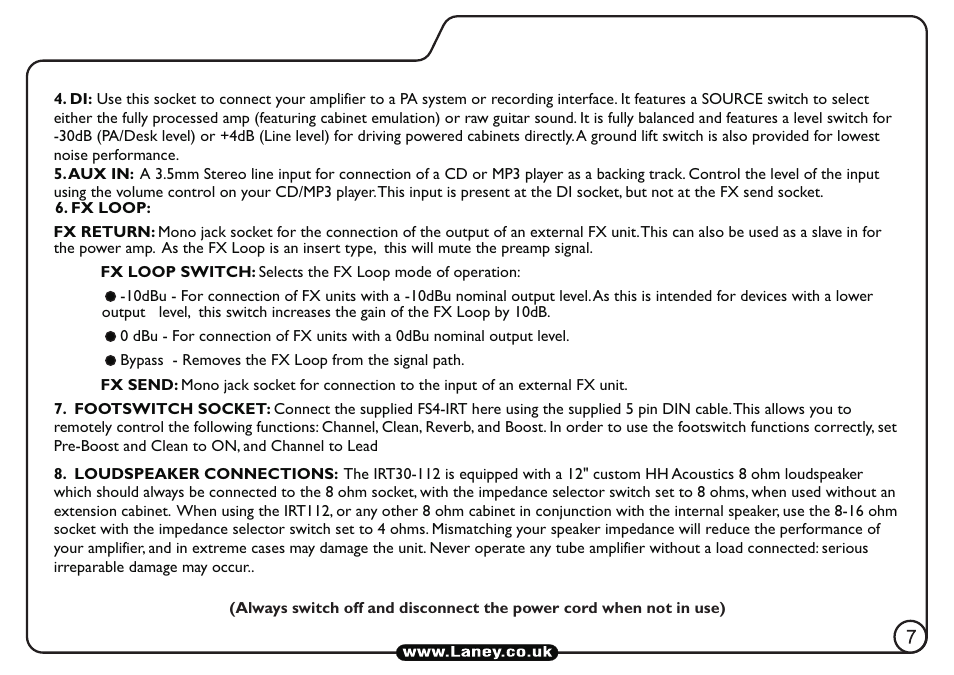 Laney IRT30-112 User Manual | Page 7 / 16