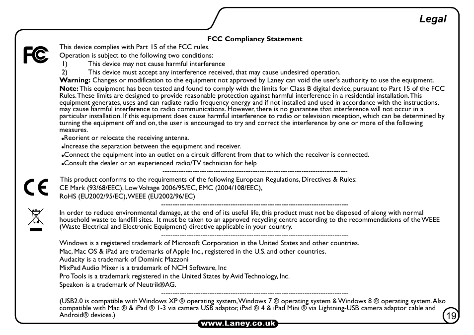 Legal | Laney L5-STUDIO User Manual | Page 19 / 20