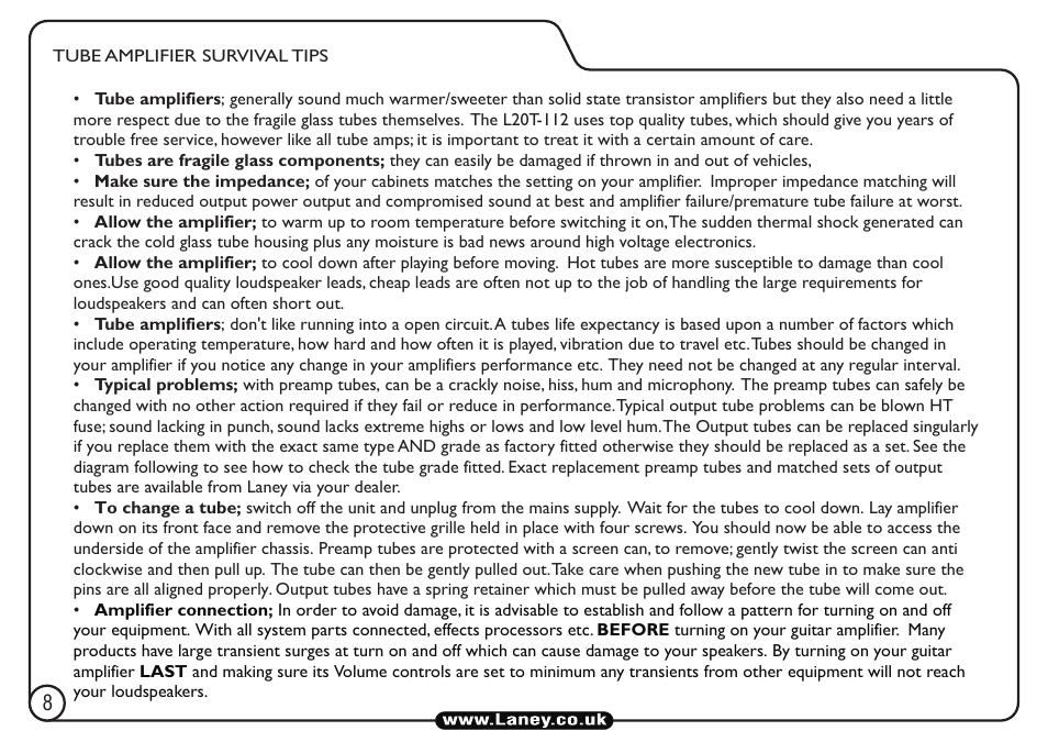 Laney L20T-212 User Manual | Page 8 / 16