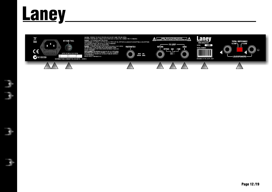 L50h, Operating instructions | Laney L50H User Manual | Page 12 / 20