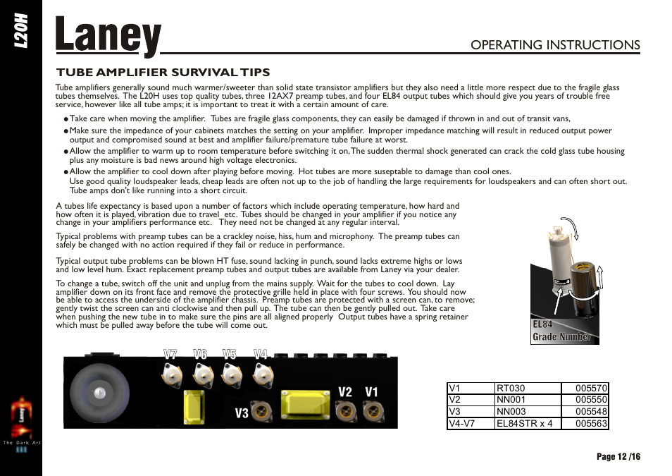 L20h | Laney L20H User Manual | Page 12 / 16