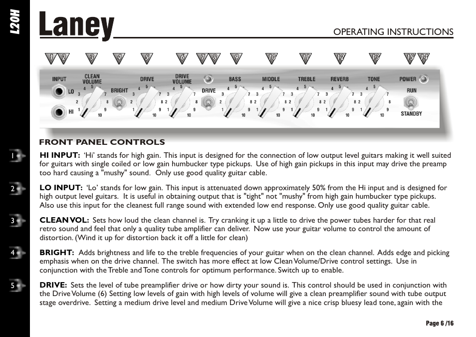 L20h | Laney L20H User Manual | Page 6 / 16