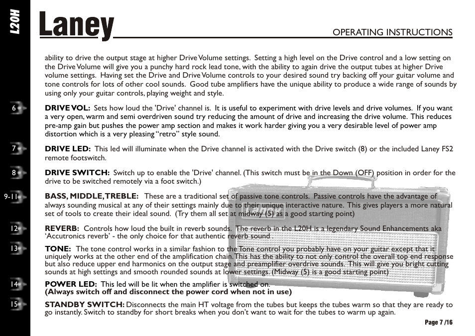 L20h | Laney L20H User Manual | Page 7 / 16