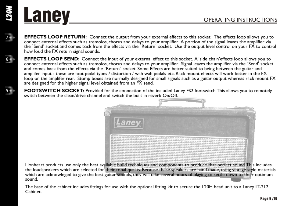 L20h | Laney L20H User Manual | Page 9 / 16