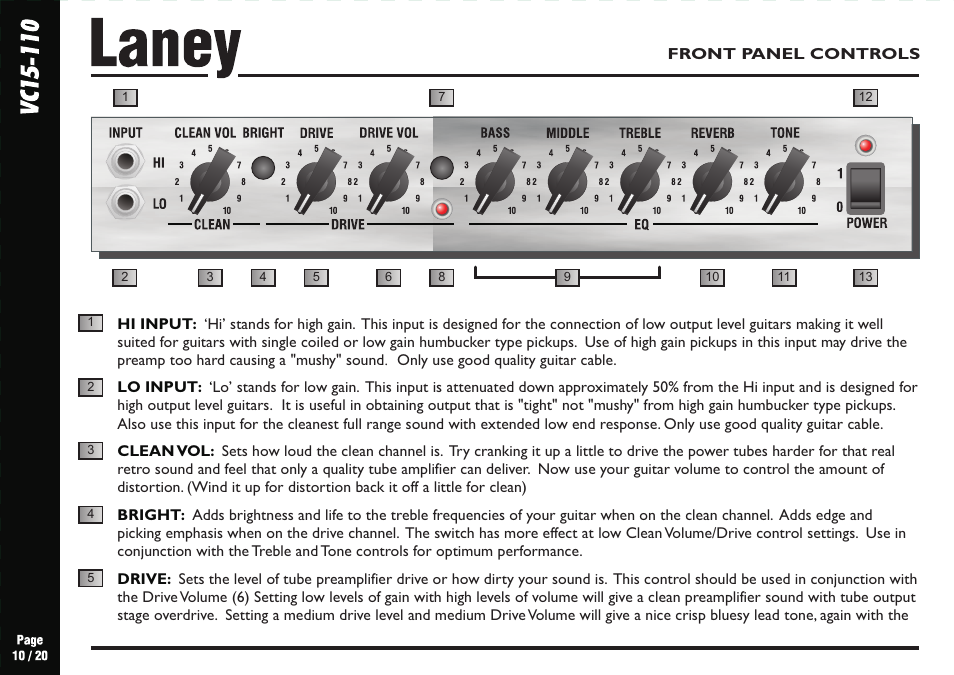 Laney VC15-110 User Manual | Page 10 / 20