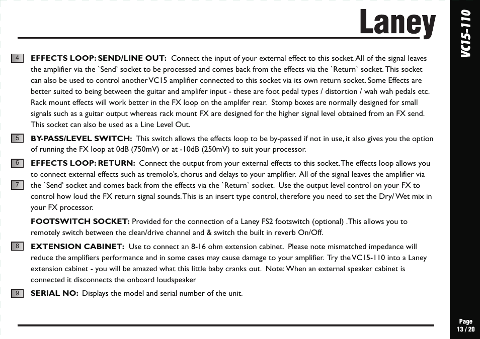 Laney VC15-110 User Manual | Page 13 / 20