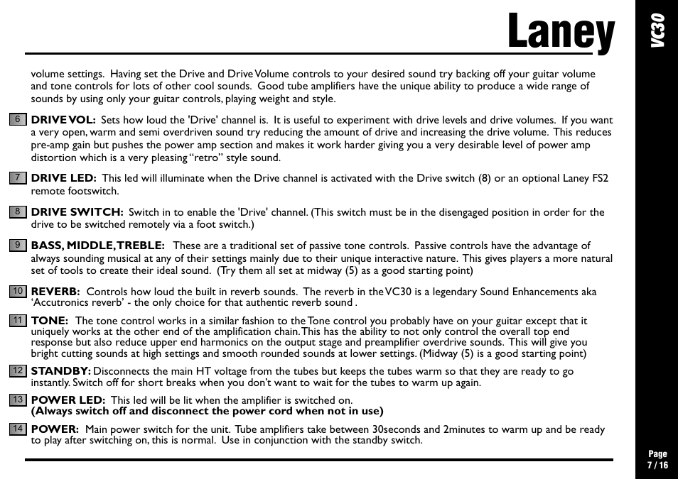 Laney, Cv 30 | Laney VC30-112 User Manual | Page 7 / 16