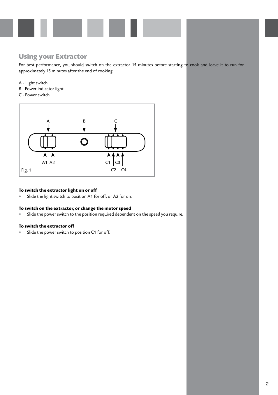 Using your extractor | CDA EXTRACTORS CIGE9 User Manual | Page 3 / 12