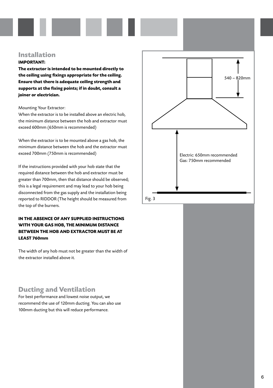Installation, Ducting and ventilation | CDA EXTRACTORS CIGE9 User Manual | Page 7 / 12