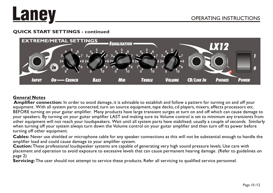 Laney LX12 User Manual | Page 10 / 12