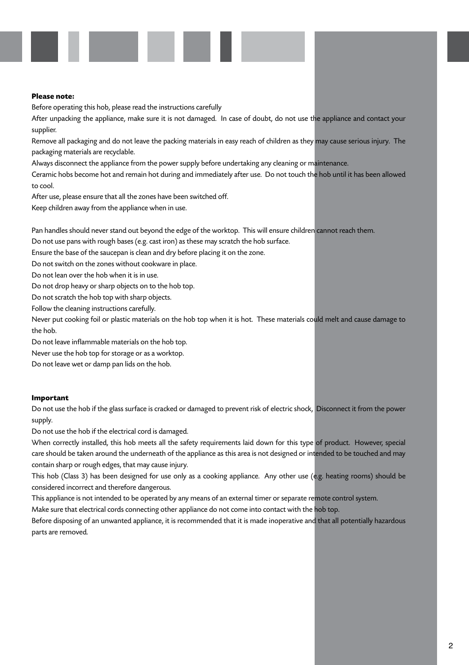 CDA CERAMIC HOBS HVC65 User Manual | Page 3 / 16