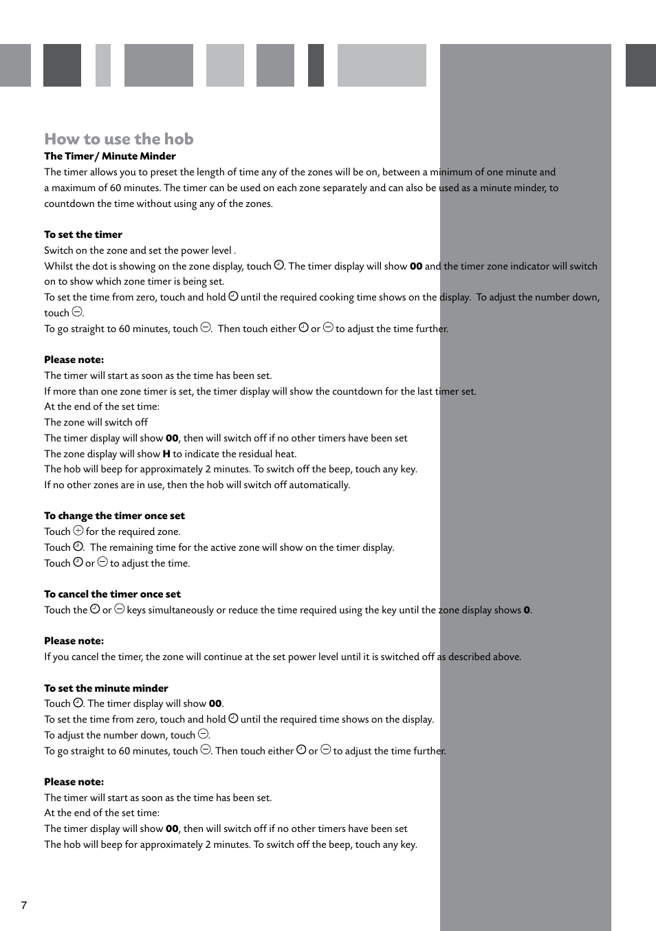 How to use the hob | CDA CERAMIC HOBS HVC65 User Manual | Page 8 / 16