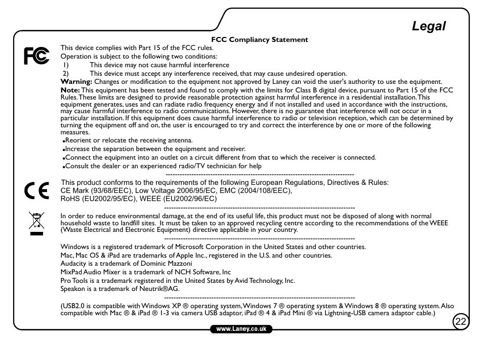 Legal | Laney NEXUS-SL User Manual | Page 23 / 24