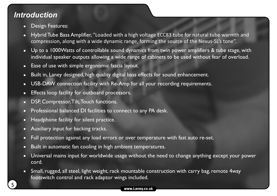 Laney NEXUS-SL User Manual | Page 6 / 24