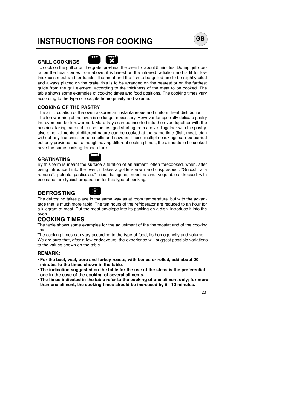 Instructions for cooking | CDA SC145 User Manual | Page 8 / 12