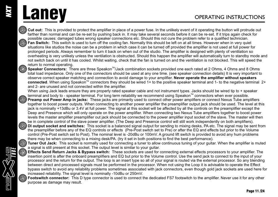 Laney, Nx t | Laney NEXUS-TUBE User Manual | Page 11 / 24