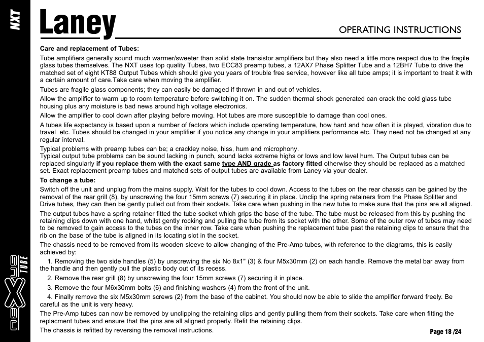 Laney, Nx t | Laney NEXUS-TUBE User Manual | Page 18 / 24