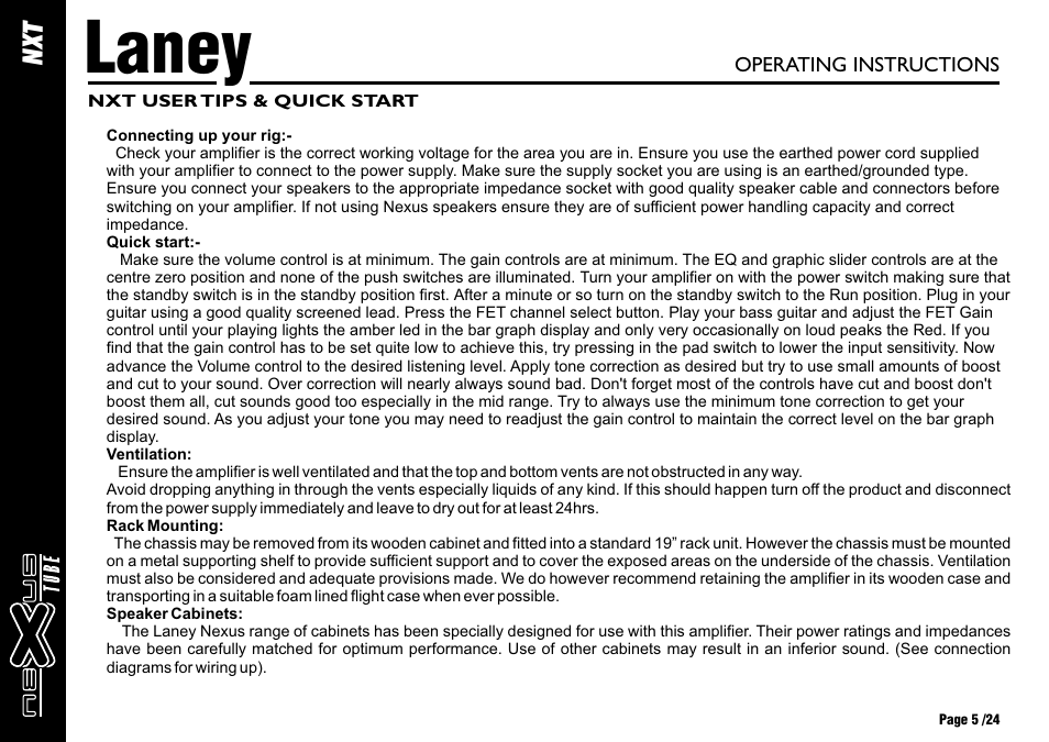 Laney | Laney NEXUS-TUBE User Manual | Page 5 / 24