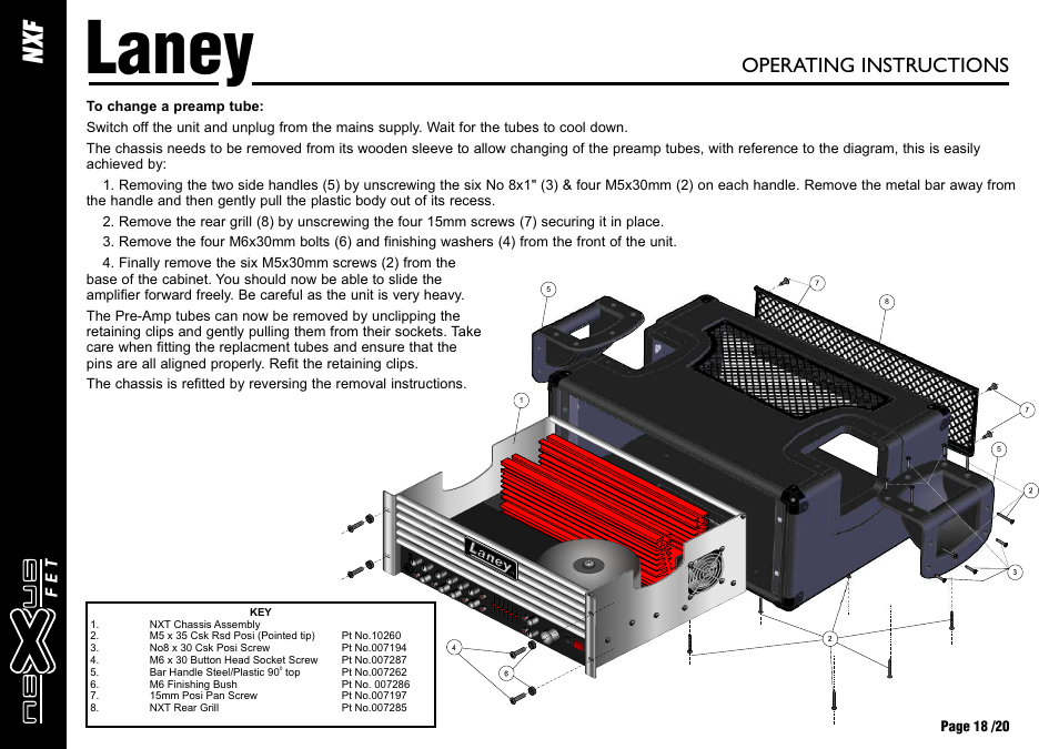 Laney, Xf n, Operating instructions | Laney NEXUS-FET User Manual | Page 18 / 20