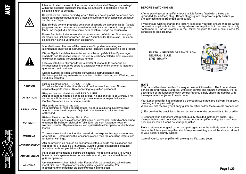 Xf n, Et f | Laney NEXUS-FET User Manual | Page 3 / 20