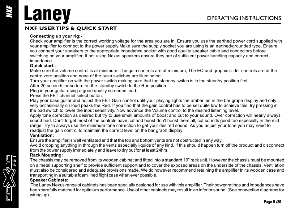 Laney | Laney NEXUS-FET User Manual | Page 5 / 20