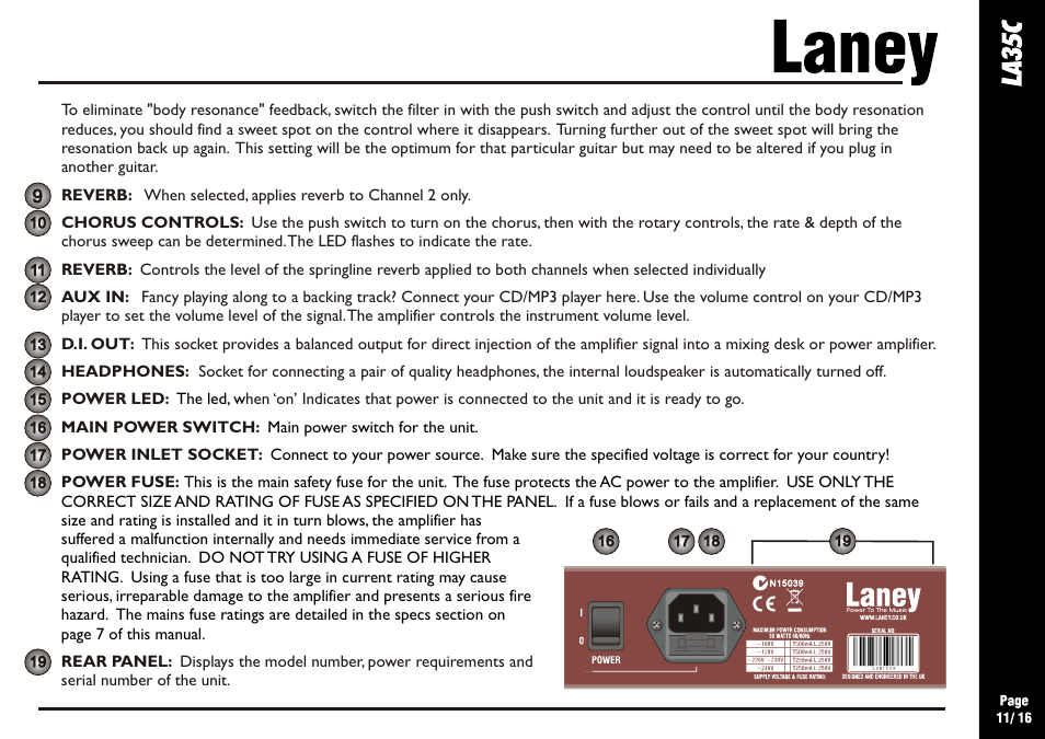Laney LA35C User Manual | Page 11 / 16