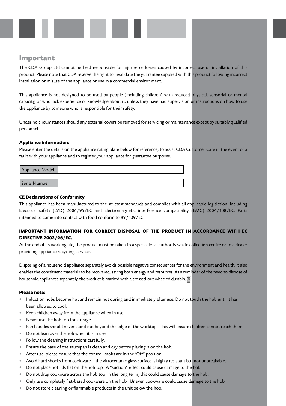 Important | CDA HCN610 User Manual | Page 2 / 16