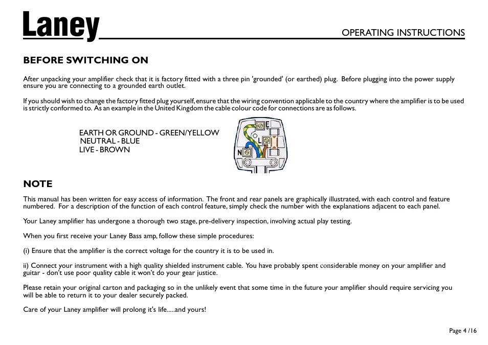 Laney | Laney A1 User Manual | Page 4 / 16